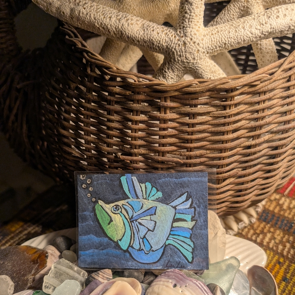Authentic Mini Fish Painting"Bubble's" - Picture 8 of 13